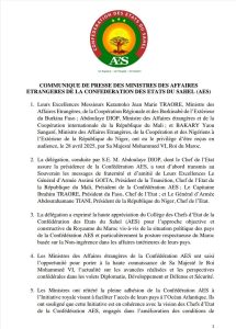 Press release from the Ministers of Foreign Affairs of the Confederation of Sahel States (AES)