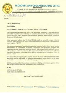 EOCO and QNET's joint operation leads to arrest of 320 individuals