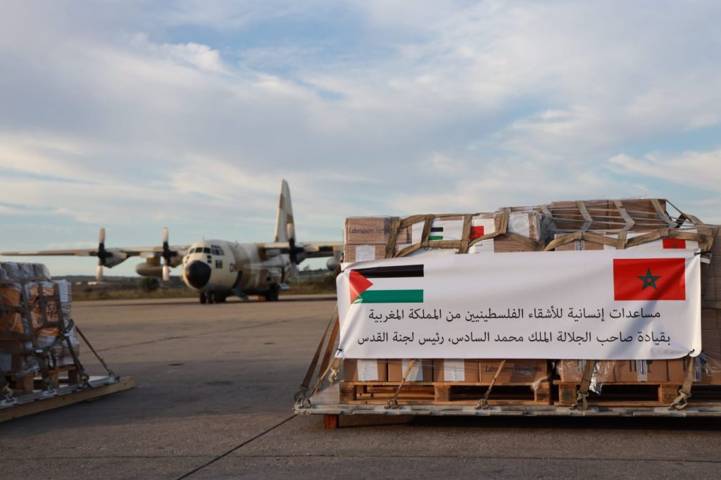 Two Moroccan Military Aircraft Carrying Humanitarian Aid for Palestinian Populations Arrive at El Arich Airport