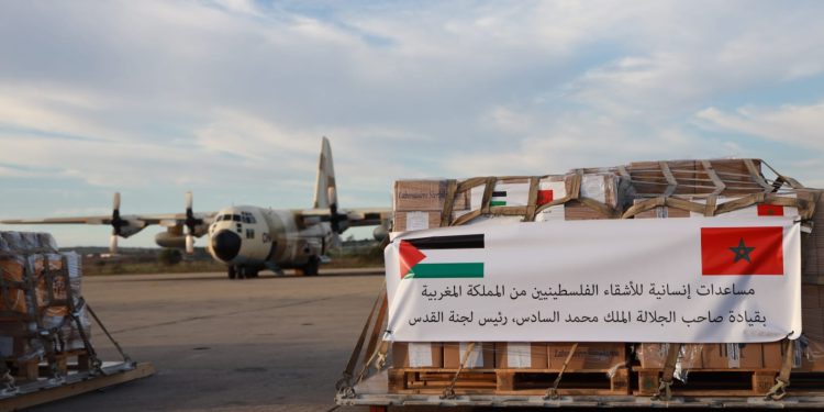 Two Moroccan Military Aircraft Carrying Humanitarian Aid for Palestinian Populations Arrive at El Arich Airport