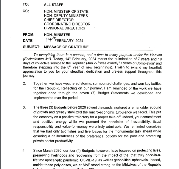 Together, we weathered storms, surmounted challenges, and won key battles – Ofori-Atta speaks after his removal as Finance Minister