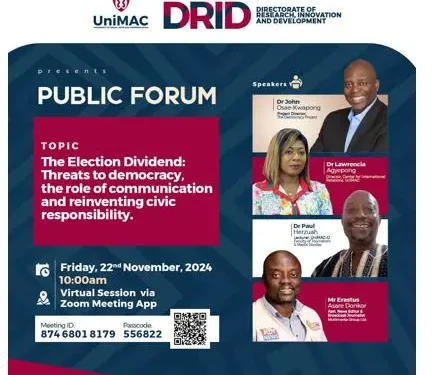 UniMAC to host public forum on democracy and communication